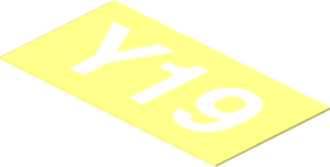 Sticker  0.9 x  1.6 with White "Y19" on Transparent Background
