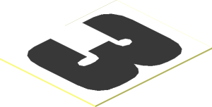 Sticker  1.1 x  0.9 with Black Bold "3" on White Background