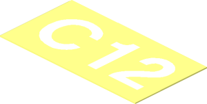 Sticker  0.9 x  1.6 with White "C12"