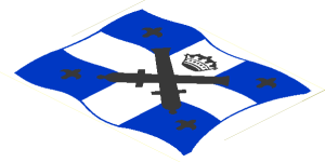 Sticker  4.8 x  6 with Crossed Cannons Blue Crossed Flag Right