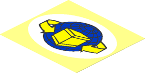Sticker  3.4 x  3.8 with Blue Globe, Yellow Box and Curved Arrows