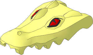 Animal Crocodile  4 x  9 Head with Red Eye Pattern