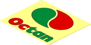 Sticker  2.4 x  2.8 with Octan Logo and Text