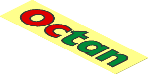 Sticker  1.0 x  3.6 with Red and Green "Octan" Logo with Black Border