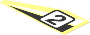 Sticker with White/Black Triangles and Racing Number "2", Left