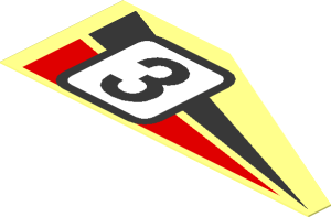 Sticker with Black/Red Triangles and Racing Number "3", Right