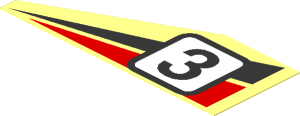 Sticker with Black/Red Triangles and Racing Number "3", Left