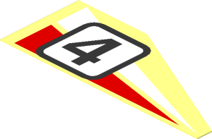 Sticker with White/Red Triangles and Racing Number "4", Right