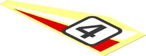 Sticker with White/Red Triangles and Racing Number "4", Left