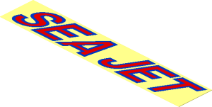 Sticker  1.2 x  6.5 with Red and Blue "SEA JET" on Transparent Background (Right)