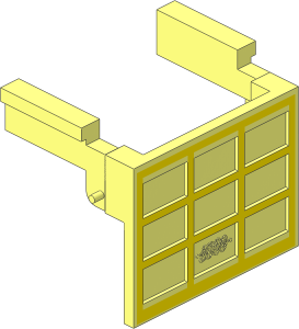 Garage Door with Yellow Grid Pattern with Counterweights with Hinge Pin