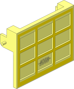 Garage Door with Hinge Pins with Yellow Grid Pattern