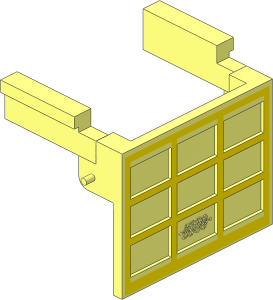 Garage Door with Hinge Pins with Yellow Grid Pattern with Counterweights