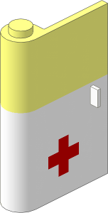 Door  1 x  3 x  4 Left with Vertical Handle with Red Cross on White Lower Section Pattern