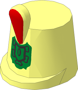 =Minifig Hat Imperial Guard Shako, Red Plume, Gold Badge Pattern
