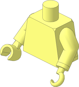 Minifig Torso with Arms, Right Hand and Left Hook Hand