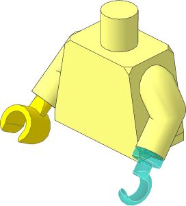 Minifig Torso with Arms and Flat Silver Hook on Left