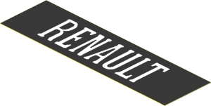 Sticker  1.1 x  3.9 with White "RENAULT" on Black Background