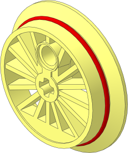 Train Wheel Large With Axle Pinhole and Red Traction Band