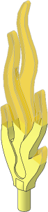 Minifig Flame  7 L with Bar  0.8 with Marbled Trans Yellow Flame Tip Pattern
