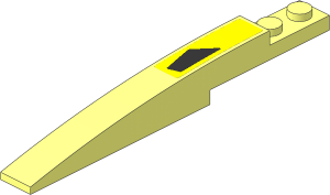 Slope Brick Curved  1 x  8 with Plate  1 x  2 with Black Trapezoid on Yellow Background Left Sticker