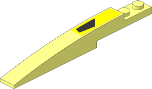 Slope Brick Curved  1 x  8 with Plate  1 x  2 with Black Trapezoid on Yellow Background Right Sticker