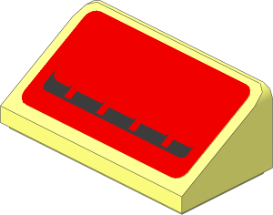 Slope Brick 31  1 x  2 x  0.667 with Right Black Deflectors on Red Face Sticker