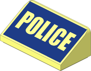 Slope Brick 31  1 x  2 x  0.667 with "POLICE" on Dark Blue Background Pattern