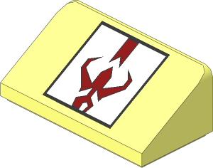 Slope Brick 31  1 x  2 x  0.667 with Dark Red Mythosaur Skull and White Background Pattern