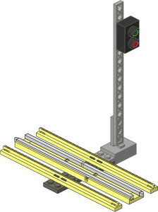 Train Track 12V Slotted Straight with Isolation and Signal Light Grey
