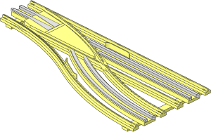 ~Train Track 12V Slotted Point Right Main Part (Needs Work)