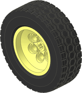Wheel Rim 18 x 37 with 6 Pegholes and Short Axle Bush with Rubber Black Tyre 20/ 64 x 37 S