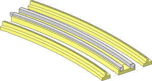 Train Track 12V Curved Tapered (Complete 1 Segment)