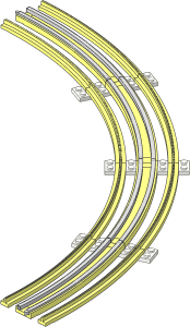 Train Track 12V Curved Tapered (Complete 4 Segments)