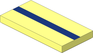 Tile  2 x  4 with Dark Blue Stripe Pattern