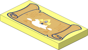 Tile  2 x  4 with Tan Scroll and House in Clouds Pattern