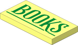 Tile  2 x  4 with Metallic Gold "BOOKS" Pattern