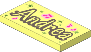 Tile  2 x  4 with "Andrea" and Music Notes Pattern