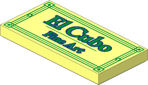 Tile  2 x  4 with Gold "El Cubo Fine Art" Pattern