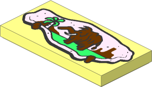 Tile  2 x  4 with Stone Frame and Mammoth Pattern