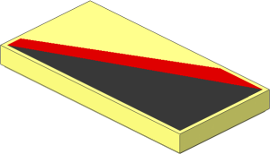 Tile  2 x  4 with Black Triangle on Bottom Right and Red Diagonal Stripe Pattern