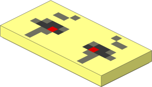 Tile  2 x  4 with Black, Dark Bluish Grey and Red Pixelated Eyes Pattern