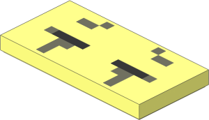 Tile  2 x  4 with Black Pixelated Eyes and Dark Bluish Grey Rectangles Pattern