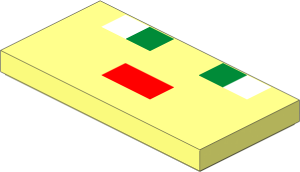 Tile  2 x  4 with White and Green Squares and Orange Rectangle Pattern