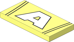 Tile  2 x  4 with White "A" and  4 Black Lines Pattern