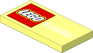 Tile  2 x  4 with Lego Logo and White "#LEGOSDCC" Pattern