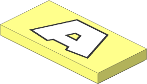 Tile  2 x  4 with Black Outlined White "A" Pattern