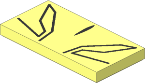 Tile  2 x  4 with Metallic Silver Lines Pattern