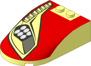 Windscreen  6 x  4 x  1.333 Curved with Headlights and Vents on Red Background Right Pattern