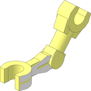 Minifig Mechanical Arm Bent with Clips at 90 Degrees with White Pattern on Left Side